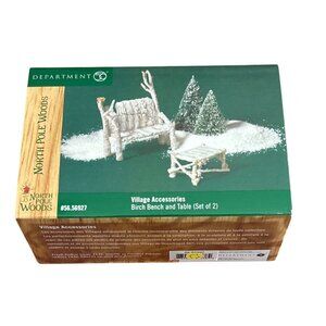 Department 56 - North Pole Woods Village-  Birch‎ Bench & Table - Vintage